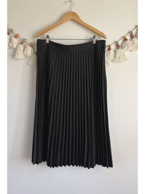 Loft Graphite Grey Pleated Accordion Midi Skirt Modest Careerwear Office NWT 14P
